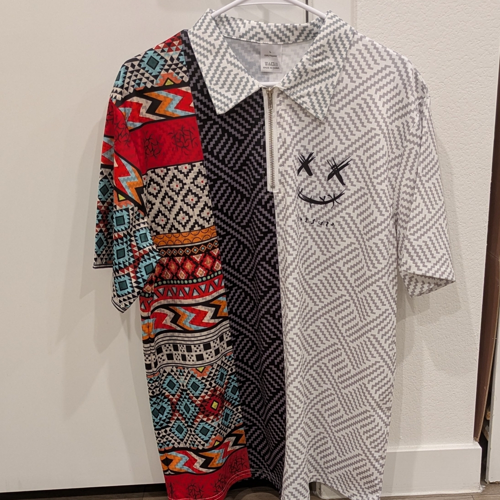 Colorful Geometric Patterned Men's Shirt